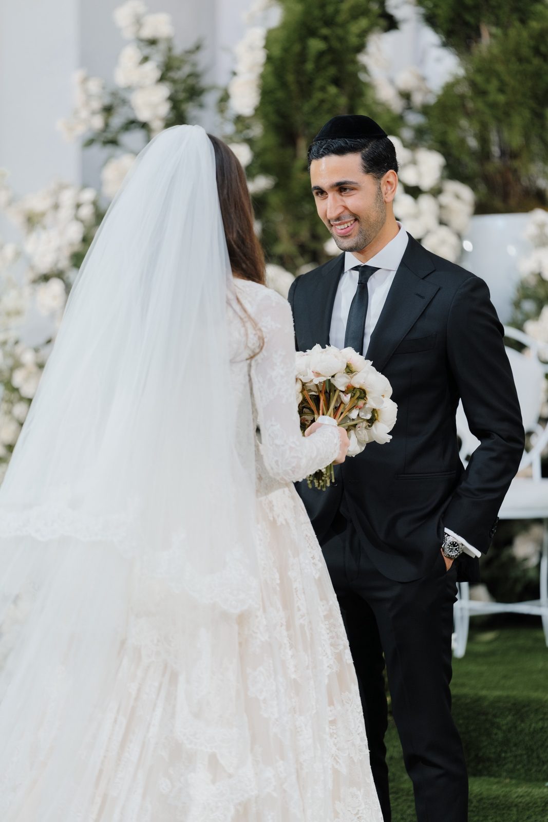 David turning to see Adina at their first look
