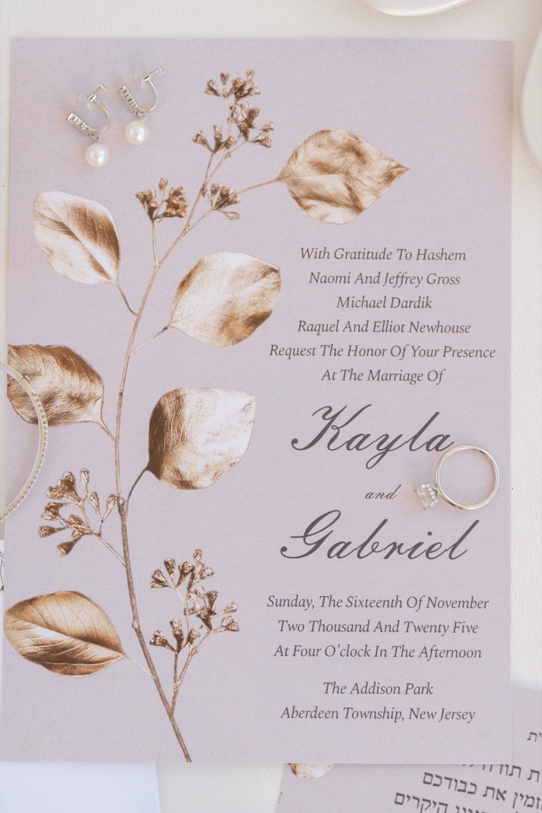 Kayla and Gabriel’s wedding invitation