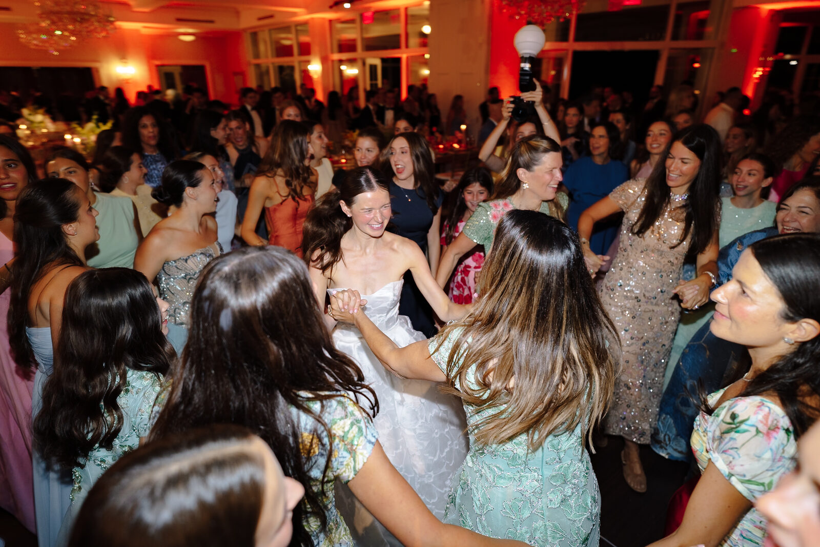 Allie dancing with her bridesmaids during the hora
