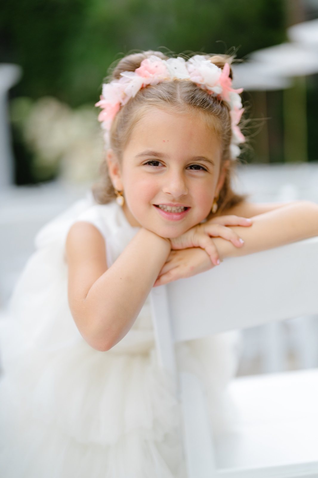 The flower girl in her tulle dress
