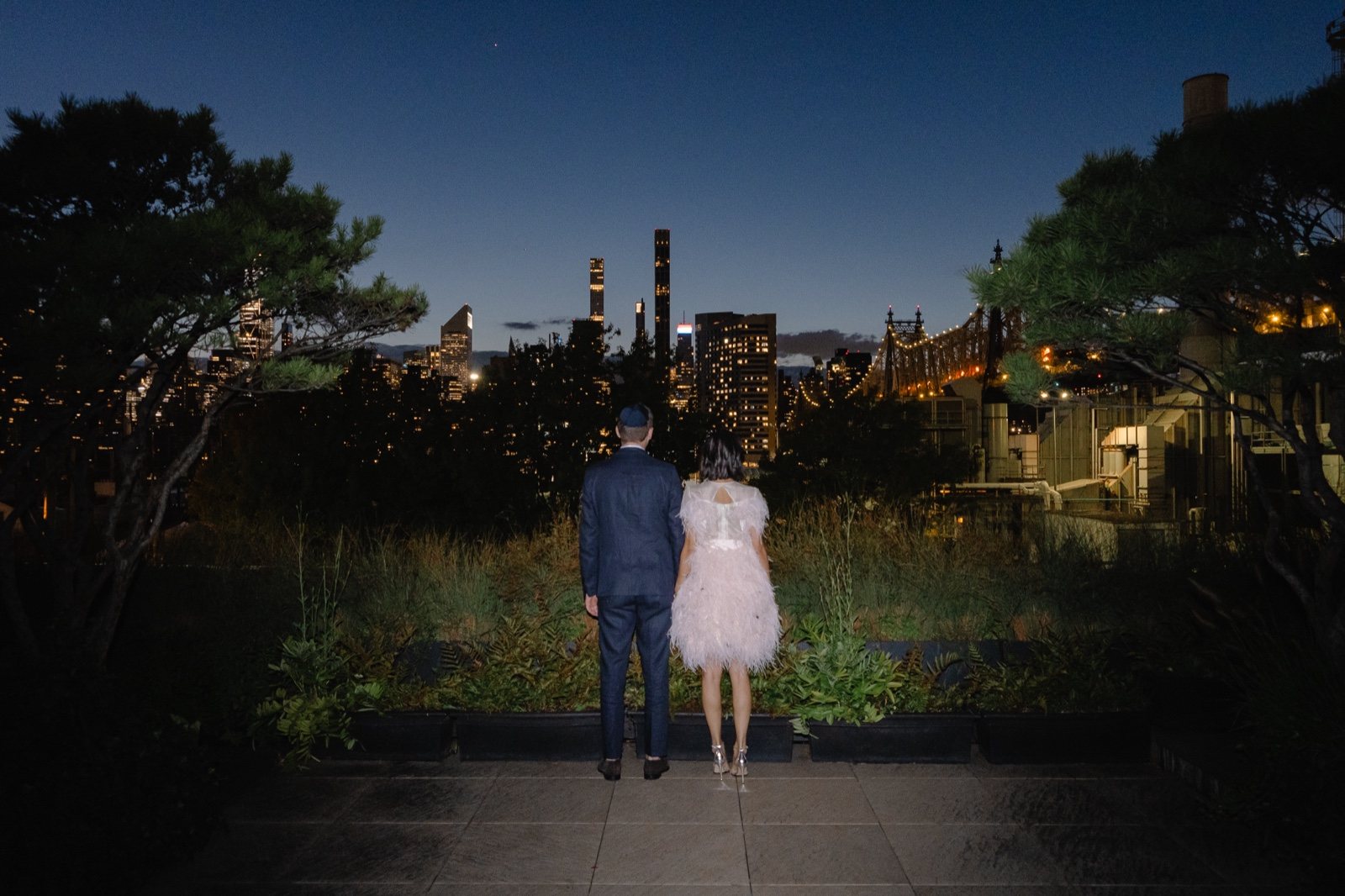 On the rooftop at night
