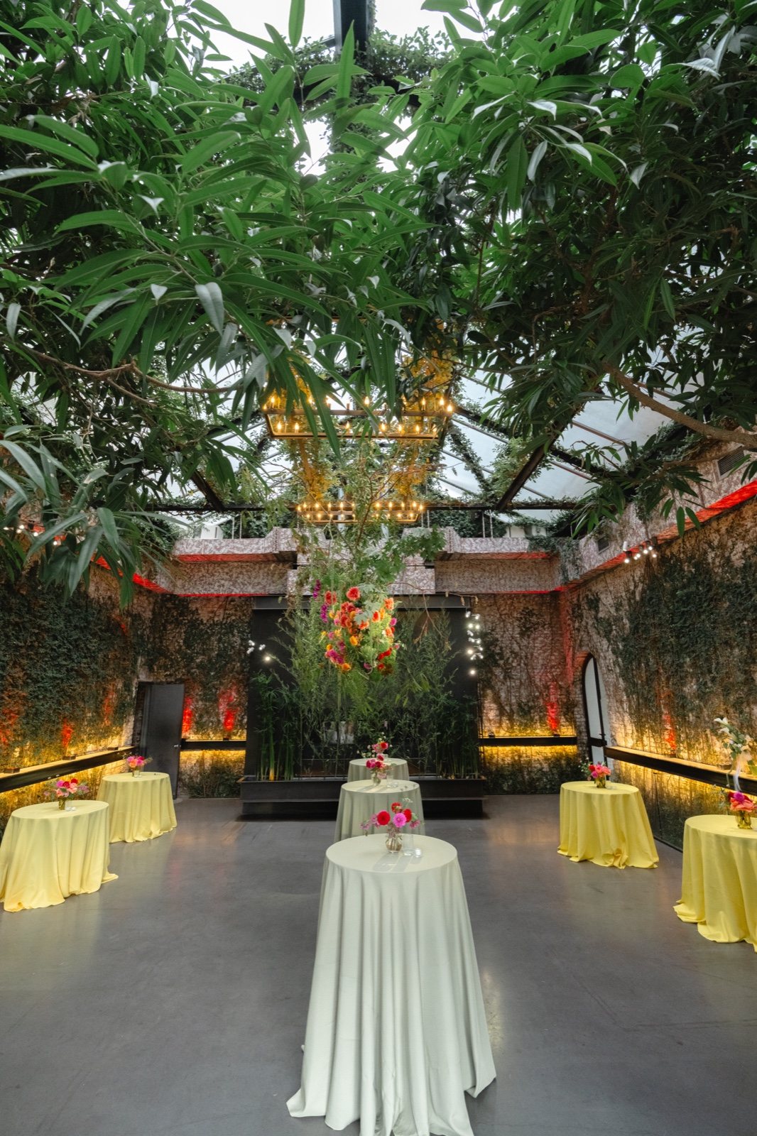 The greenhouse, lit for the evening