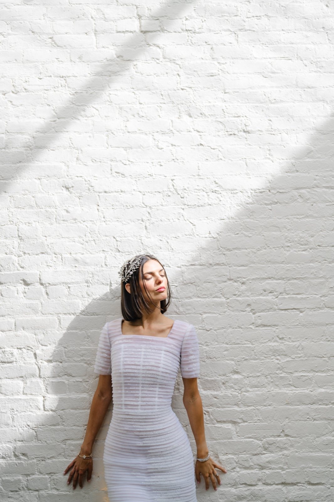 Sunlight on the white brick