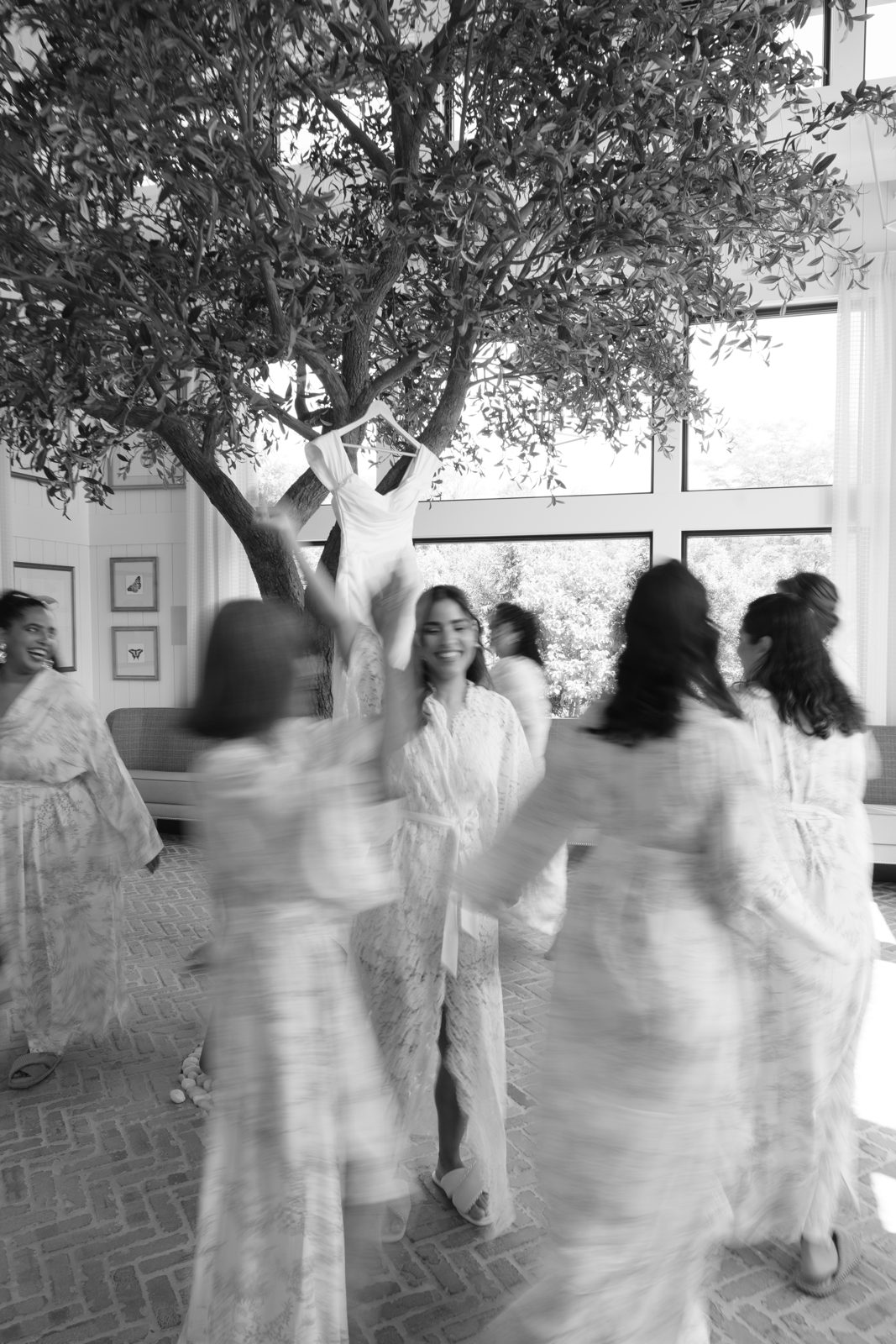 Dharma and her girls in the morning light before the wedding