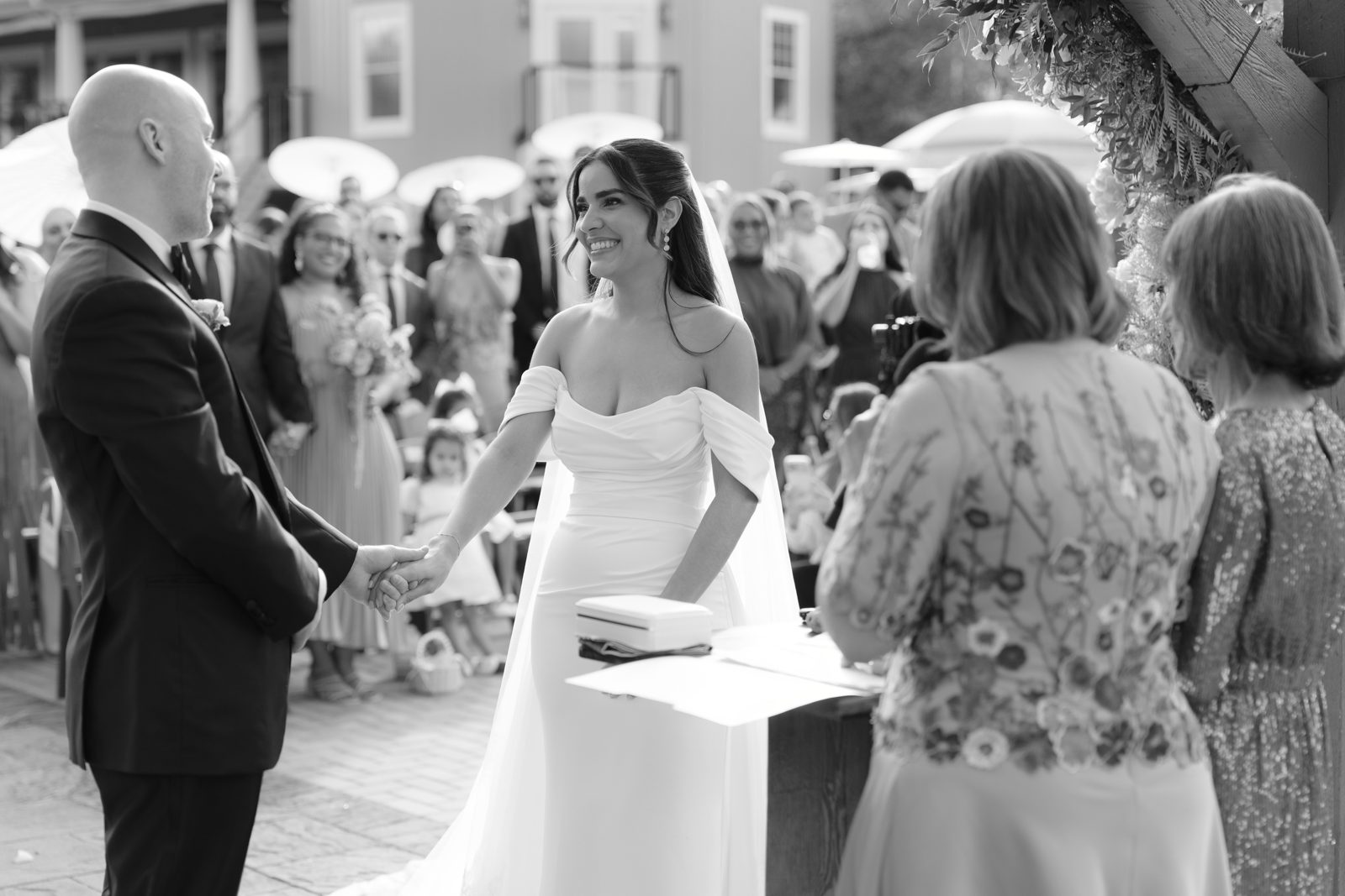 The ring exchange, photographed in black and white