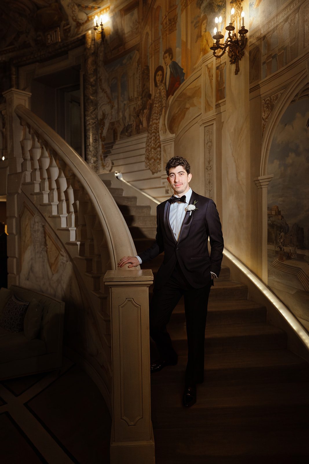 Ben on the Rotunda staircase at The Pierre