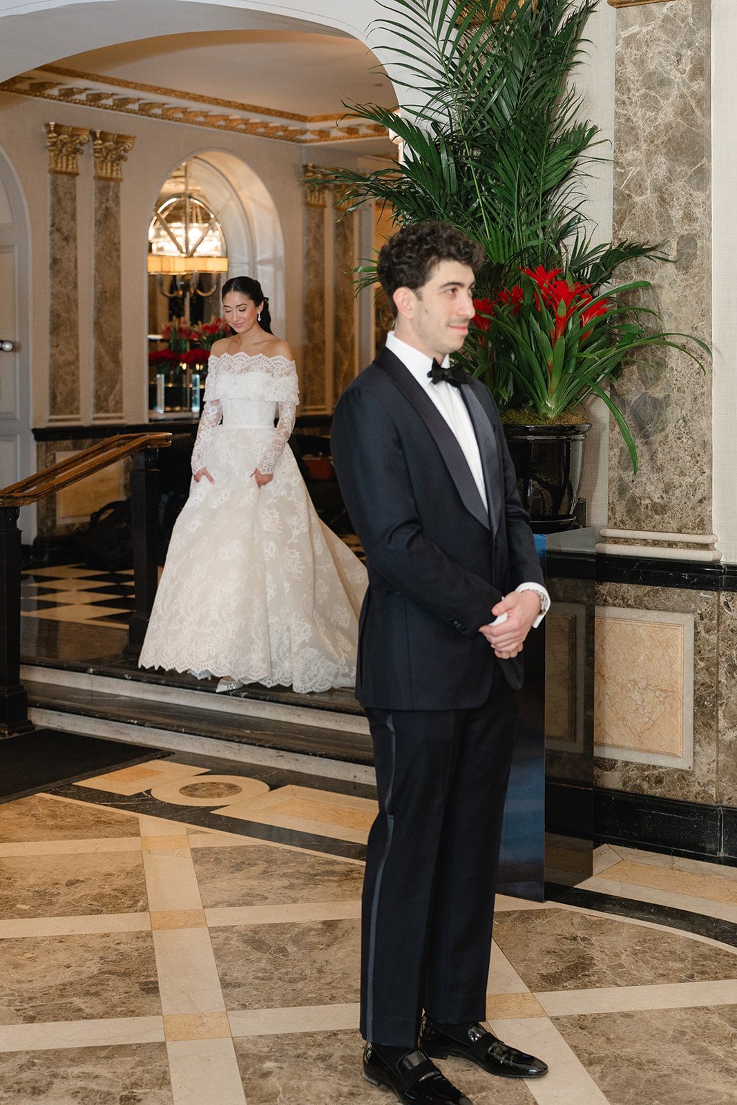 Ben waiting for the first look in the lobby of The Pierre