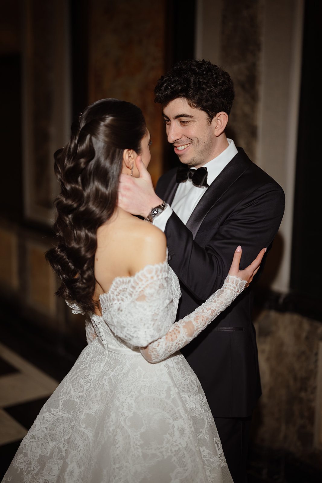 Dori and Ben share a quiet embrace before the ceremony