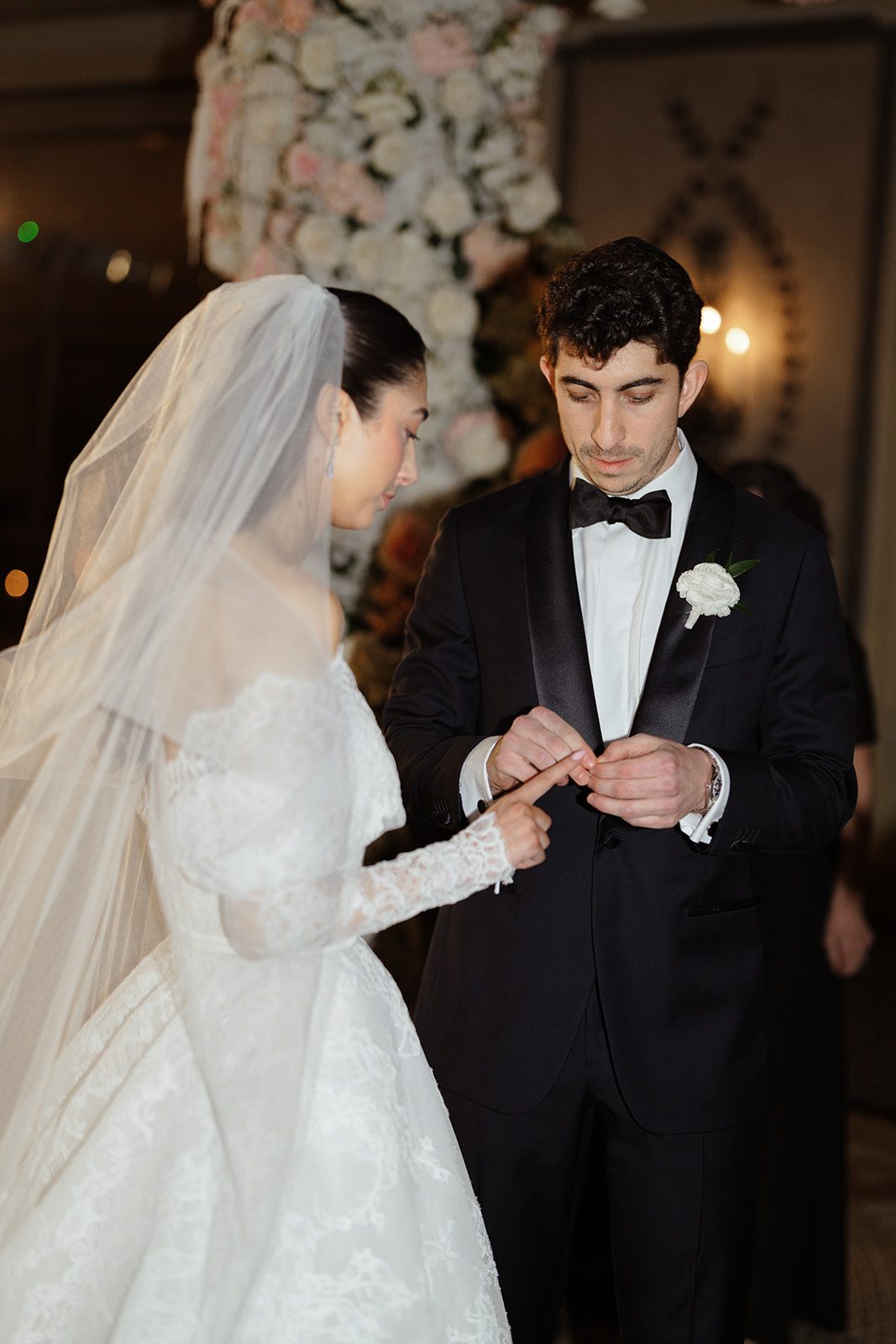 The ring exchange under the chuppah