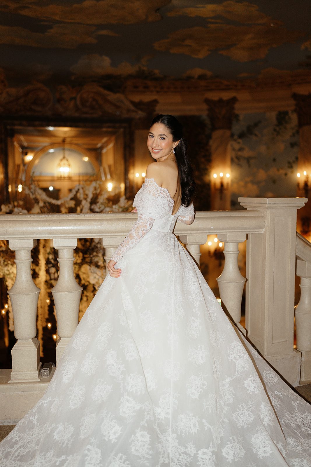 Dori in her full gown under the Rotunda&rsquo;s painted ceiling