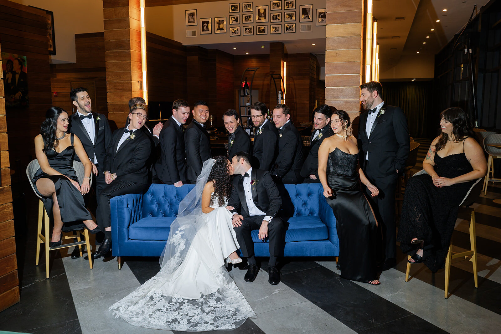 The bridal party in the Hudson House lounge
