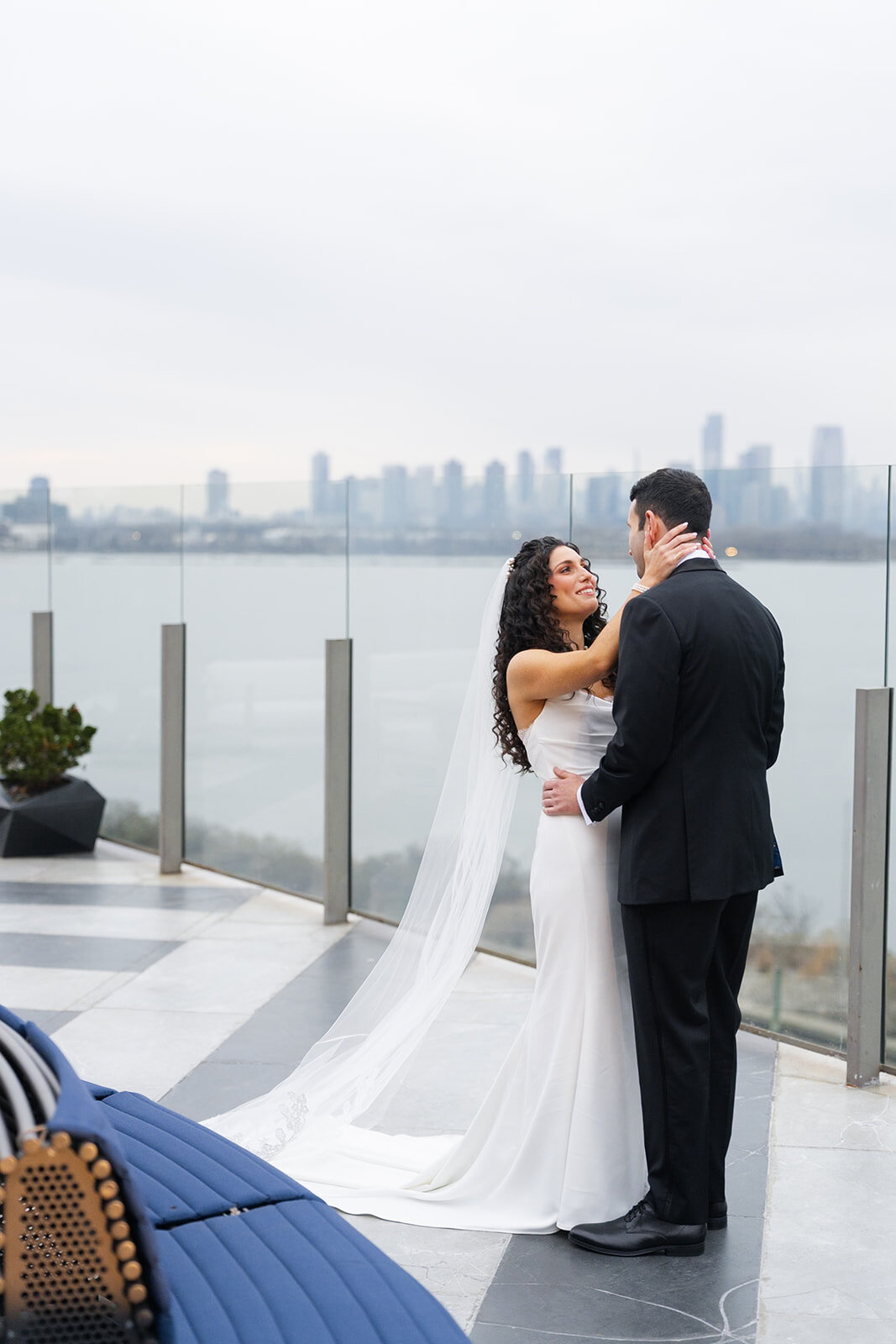 Ellie and Harrison embrace after the first look