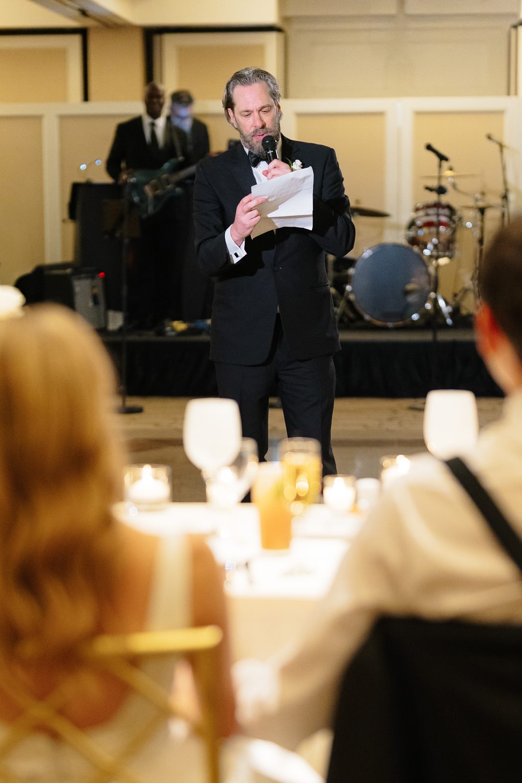 A toast during dinner in the ballroom at Glen Island Harbour Club