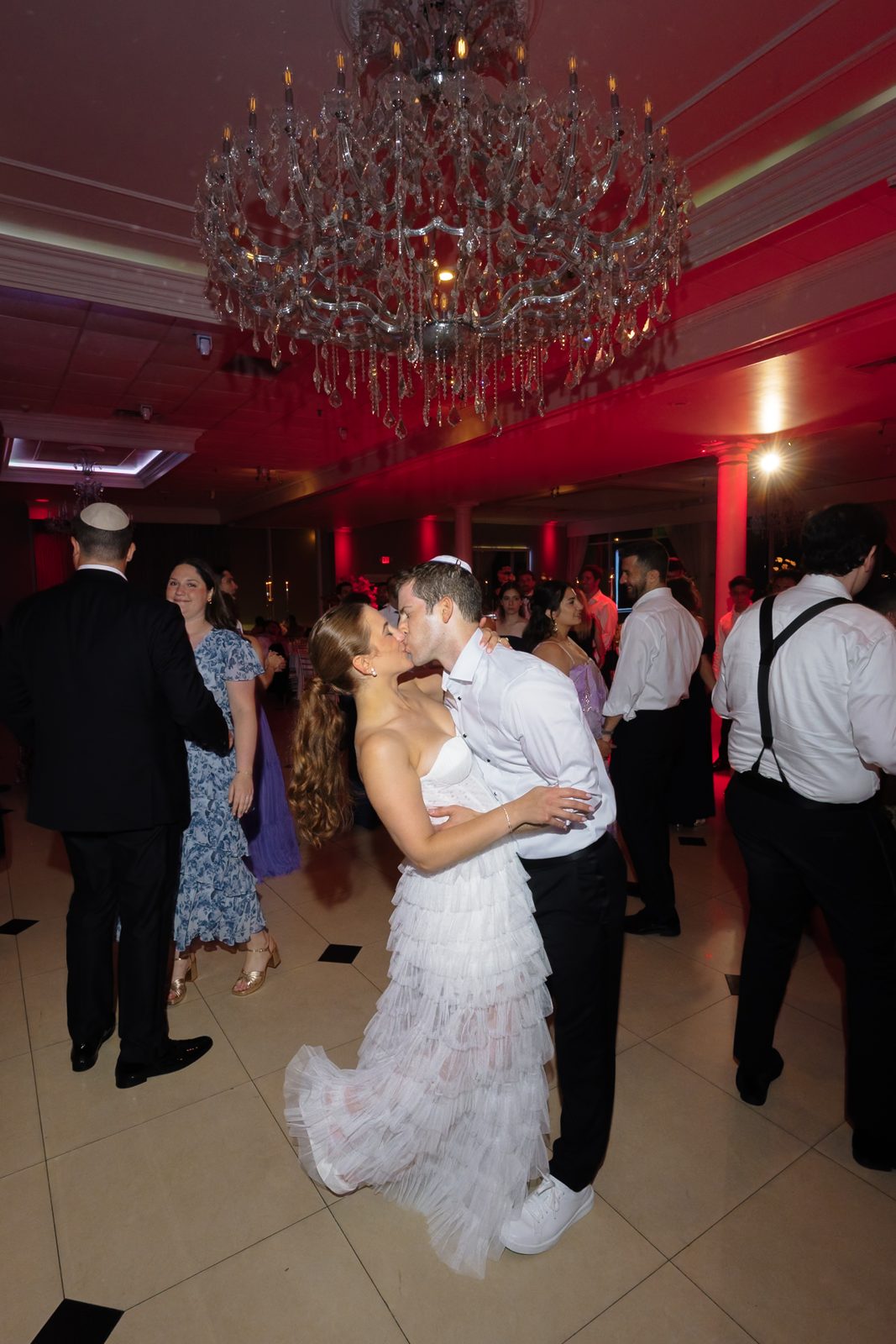 A dip on the dance floor at night