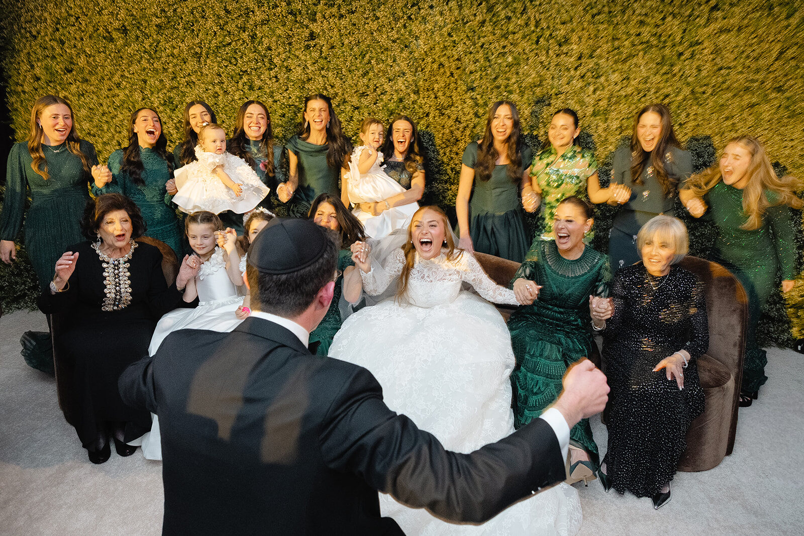 Joe dancing with his friends and family at the tisch at Old Westbury Hebrew Congregation