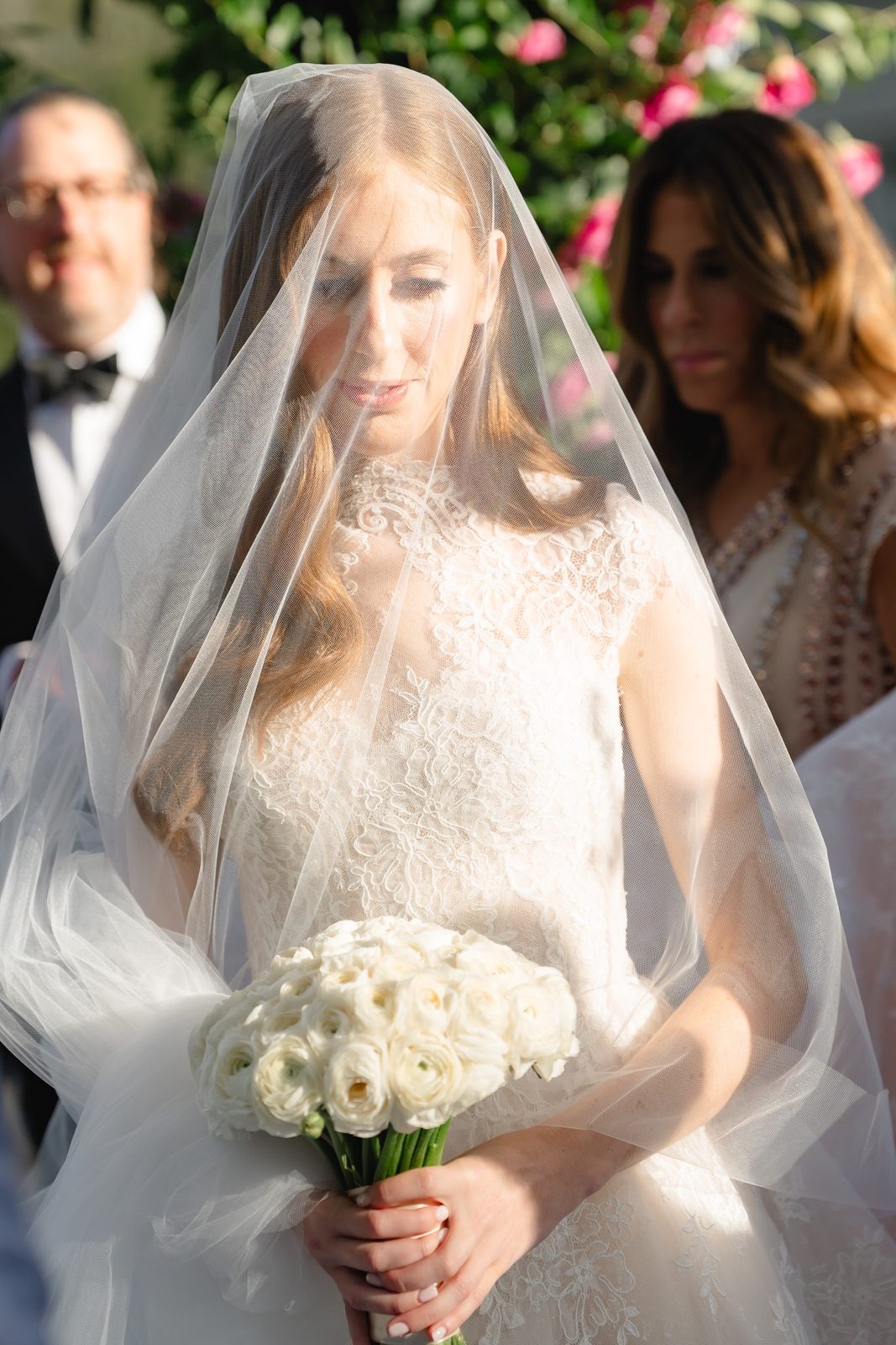Haley under her veil at the chuppah