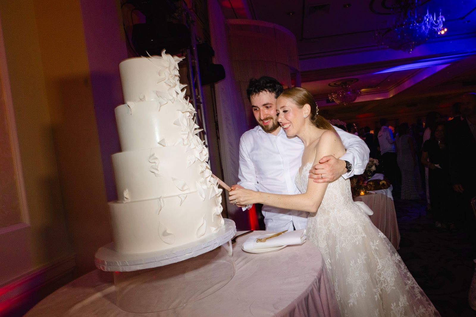Cutting the cake late in the night