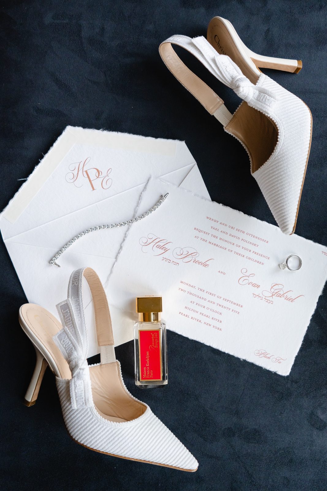 Haley’s invitation, heels and perfume