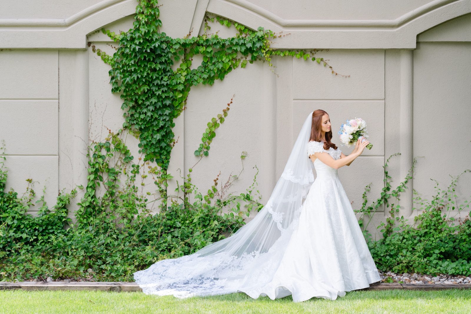 Olivia’s train spread along the ivy wall
