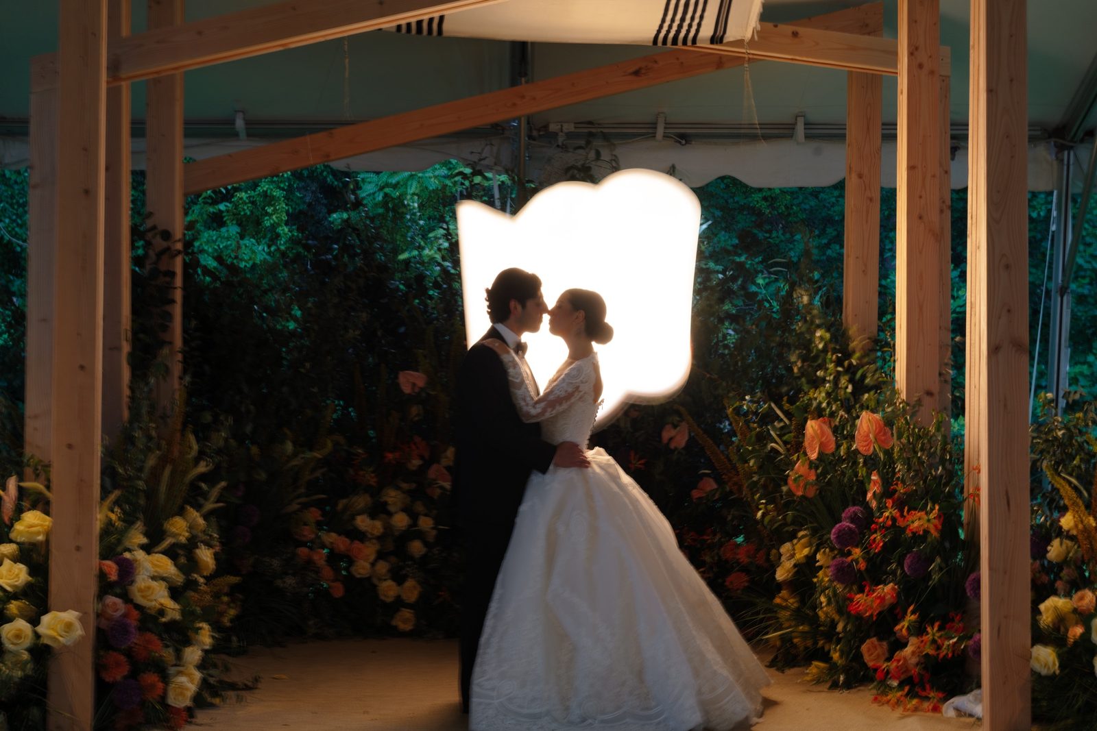 Tommi and Zach backlit in silhouette