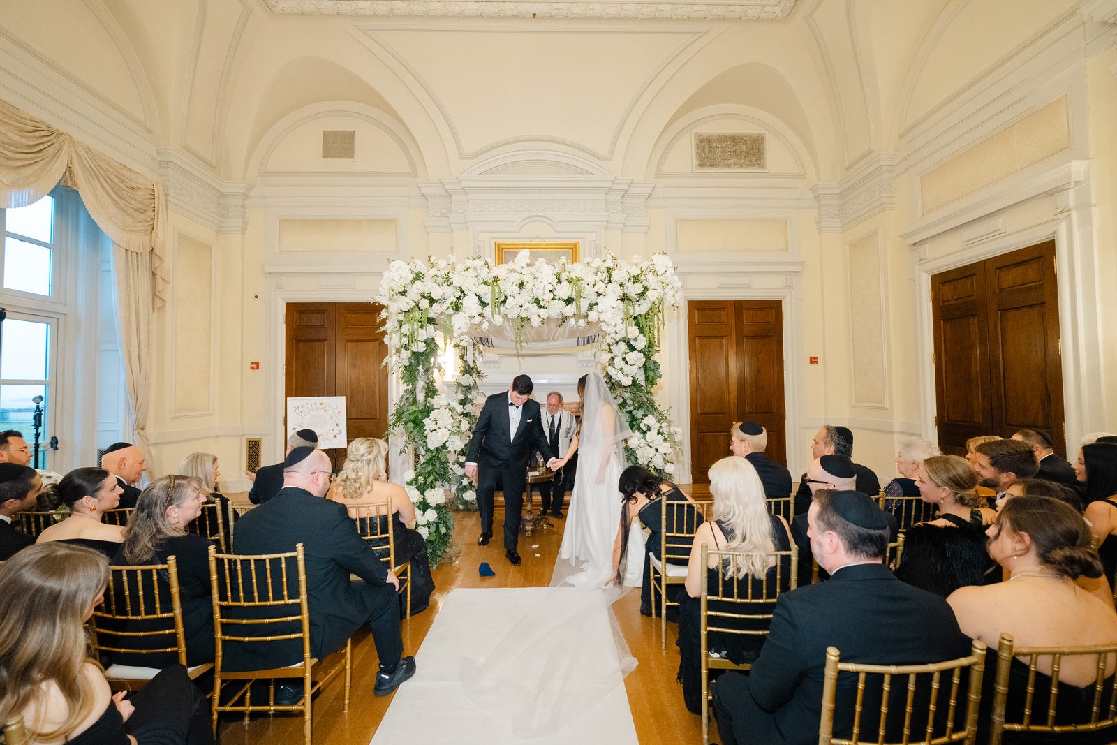 The ceremony room at Oheka Castle with guests seated for the ceremony