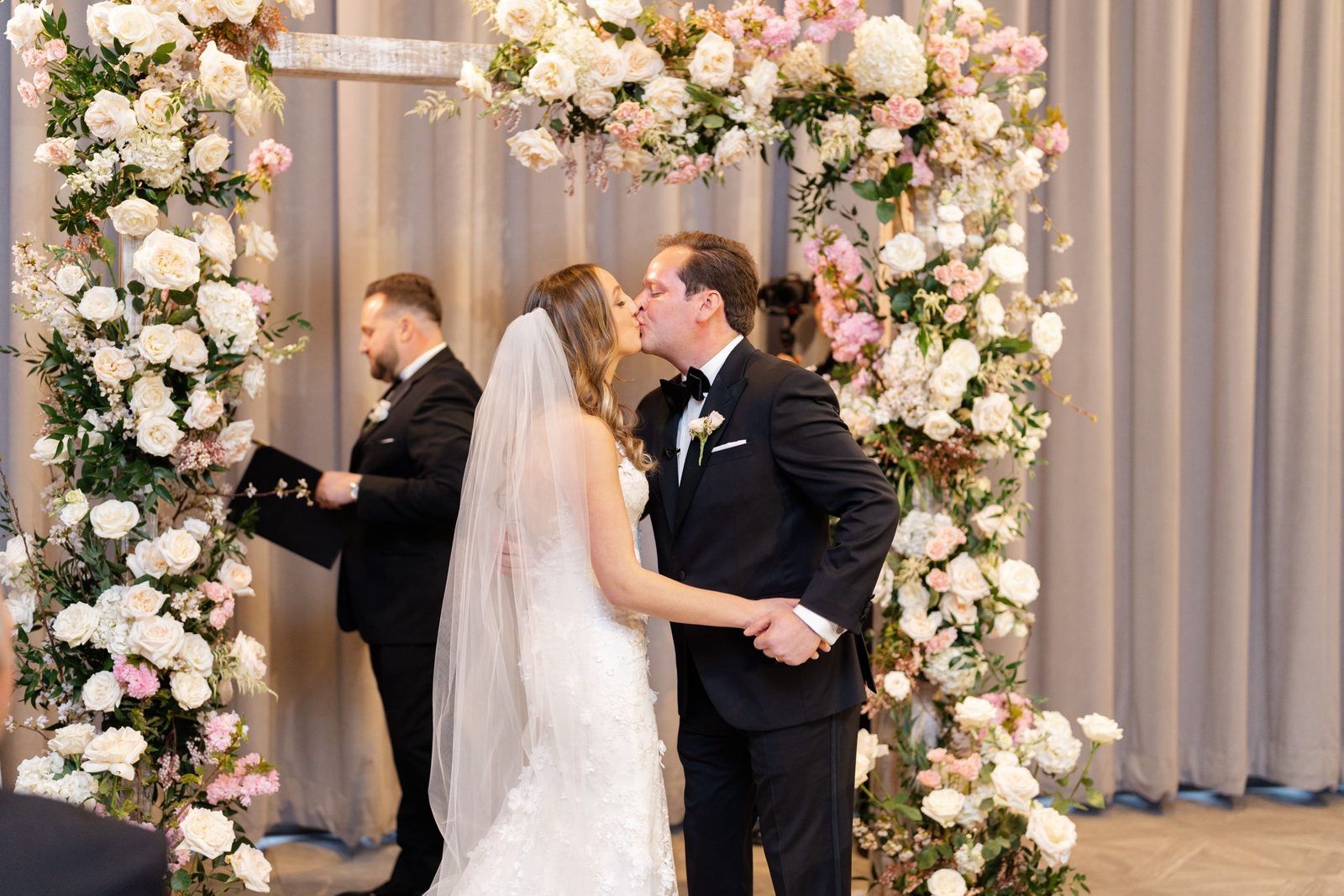 Their first kiss as a married couple