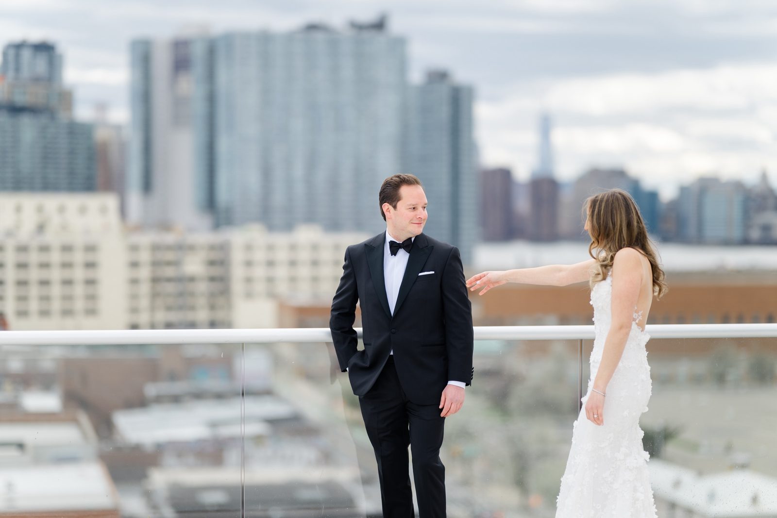 Amanda walking up to Greg for their first look