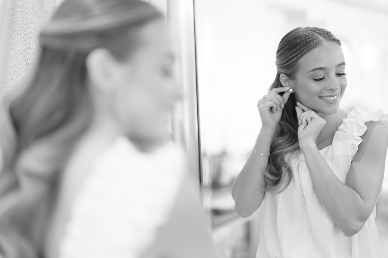 Rebecca getting ready on the morning of her wedding