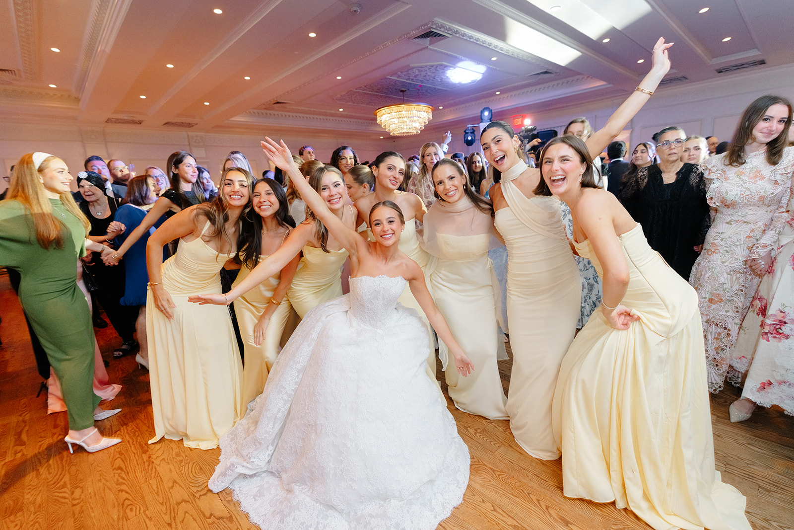 The reception at Rebecca and Phil’s wedding at The Lannin — a packed dance floor all night