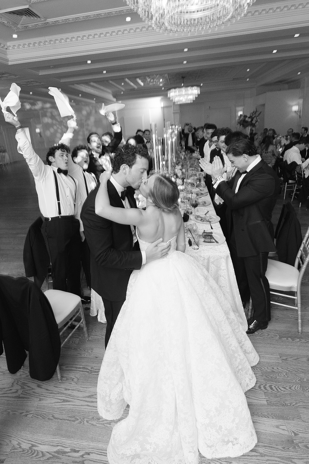 The reception at Rebecca and Phil’s wedding at The Lannin — a packed dance floor all night