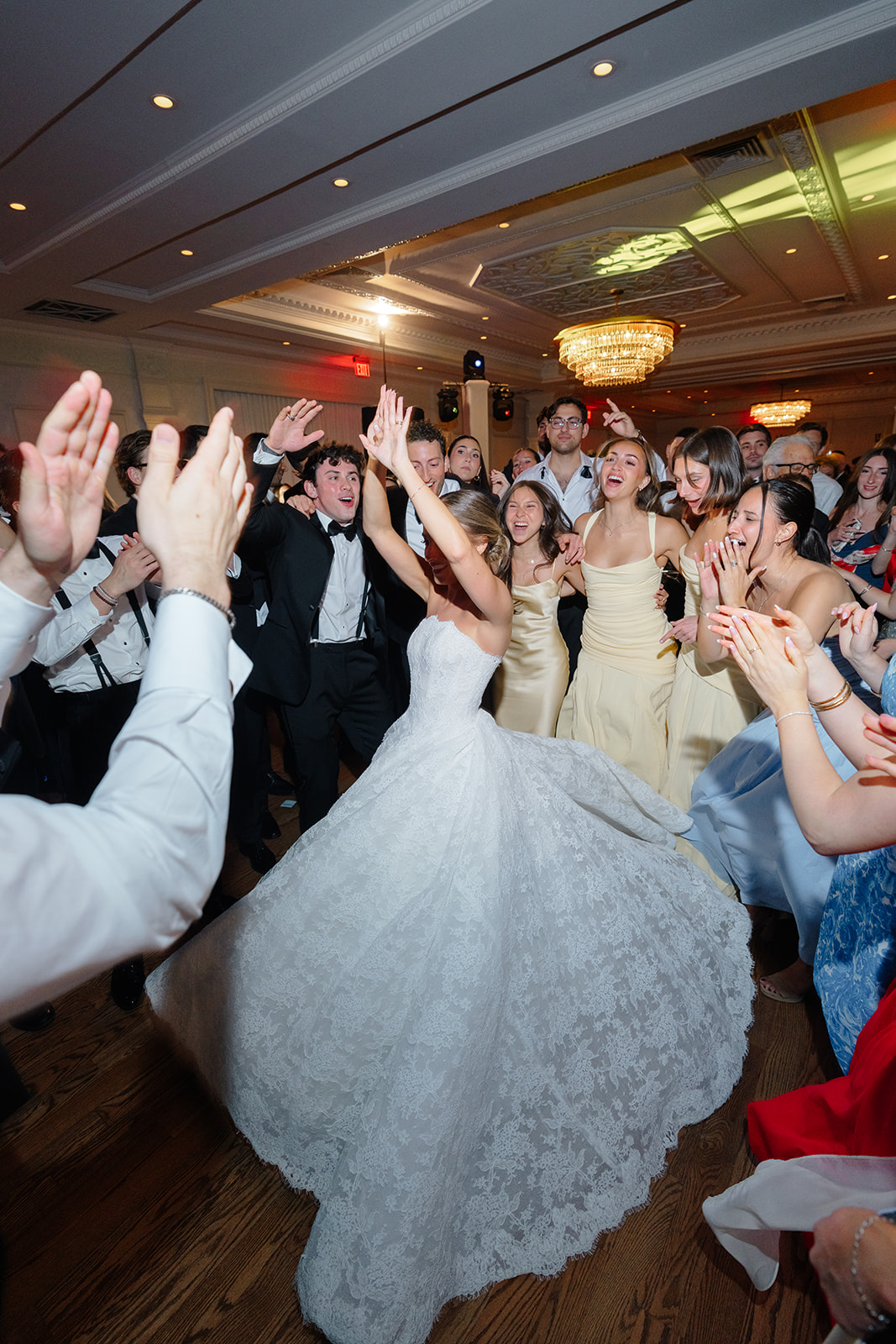 The reception at Rebecca and Phil’s wedding at The Lannin — a packed dance floor all night