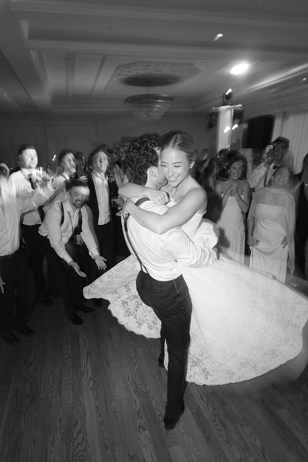 The reception at Rebecca and Phil’s wedding at The Lannin — a packed dance floor all night