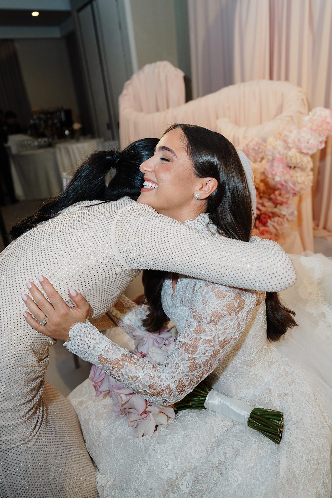 An emotional embrace at the badeken at Edgewood Country Club