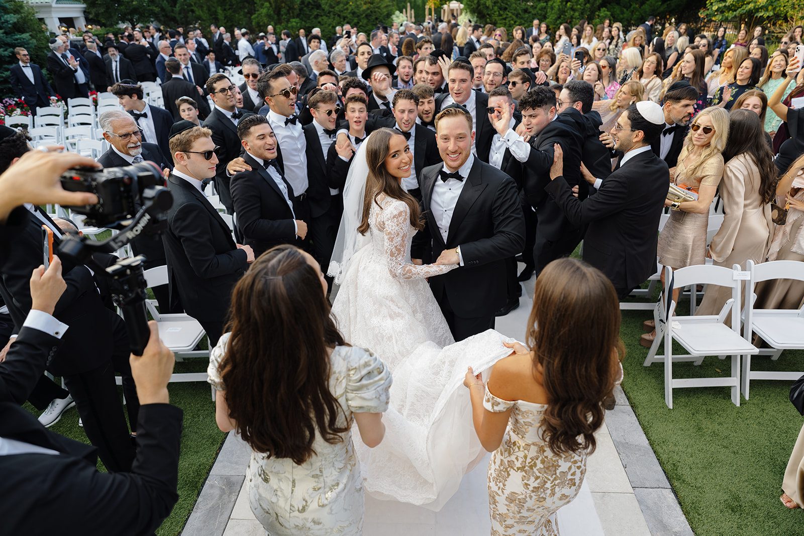 The joyful recessional up the aisle at Edgewood Country Club