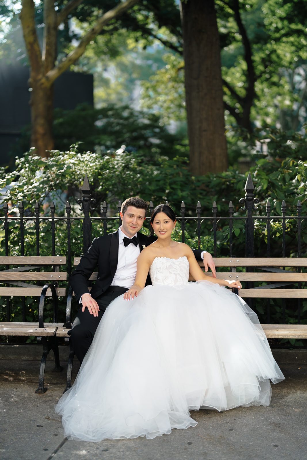 Bride and groom portraits in Madison Square Park and NoMad, New York City