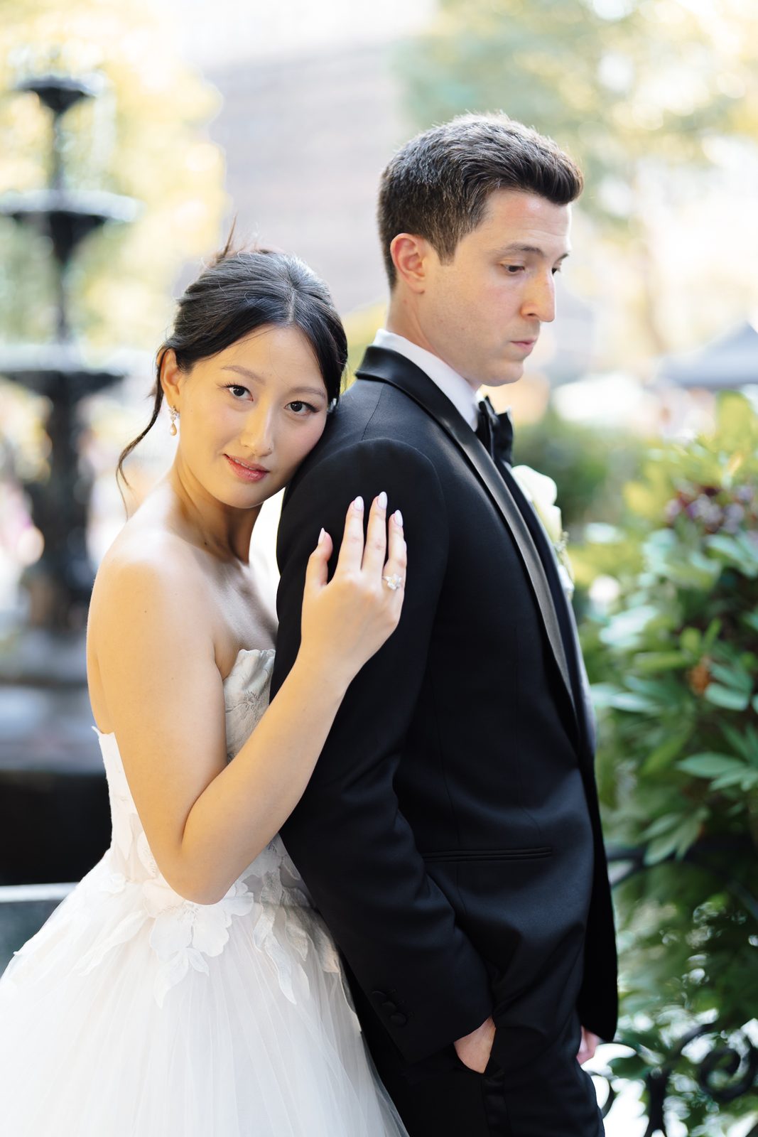 Bride and groom portraits in Madison Square Park and NoMad, New York City