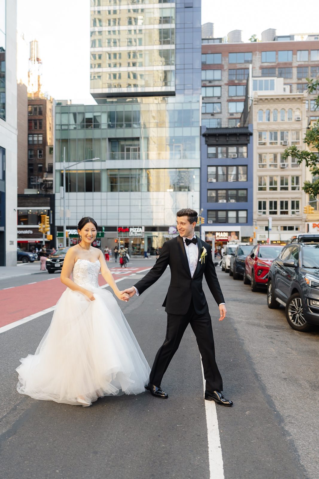 Bride and groom portraits in Madison Square Park and NoMad, New York City