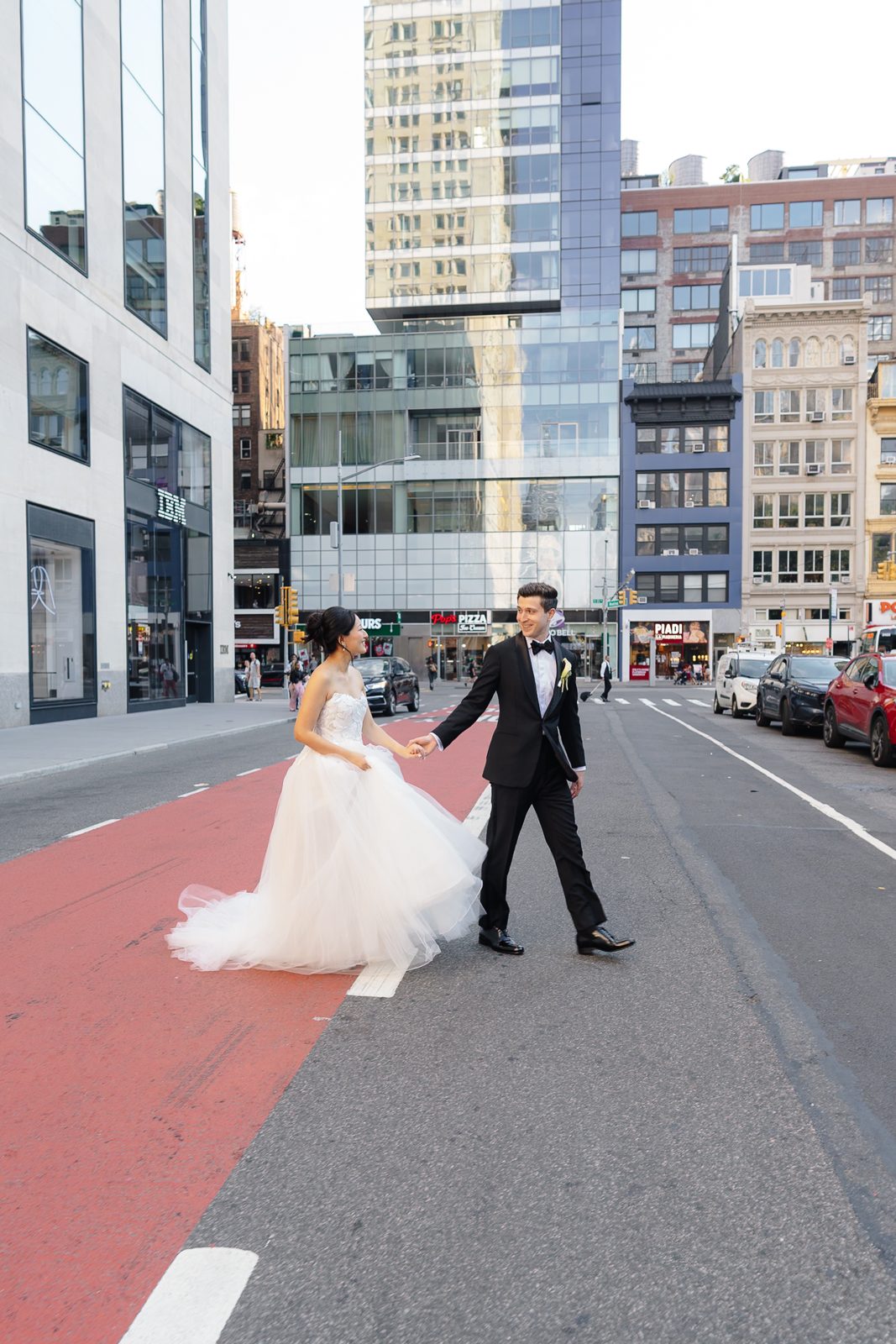 Bride and groom portraits in Madison Square Park and NoMad, New York City