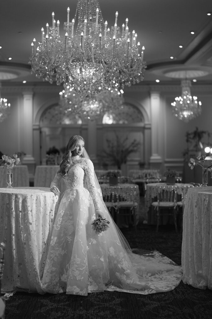 The-Rockleigh-Weddings bridal portrait black and white
